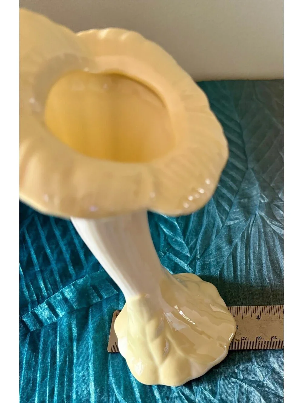 Vintage Belleek Ireland Flower Bud Vase Yellow Lustre 7th Mark 1980-1993